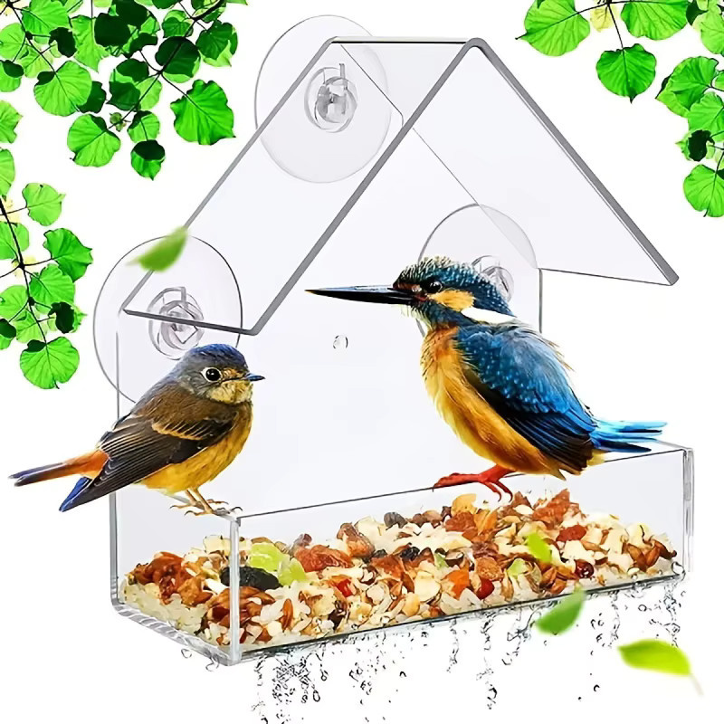 Vantnapf Acryl Vogelhäuschen mit transparentem Fenster für den Garten in Transparent - Bild 4