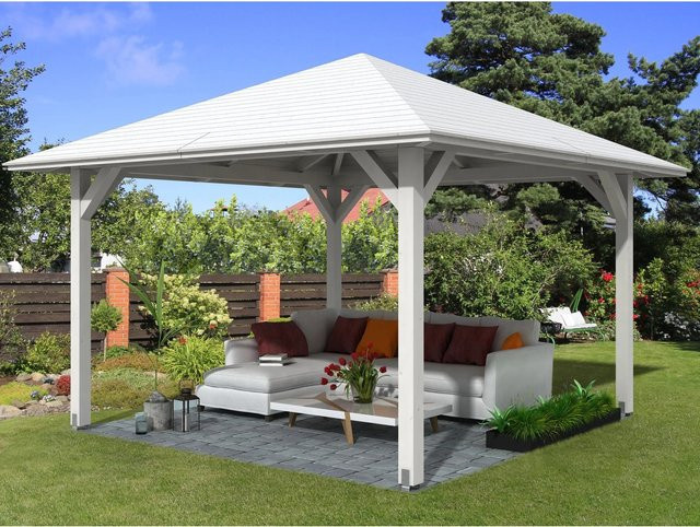 Skan Holz Pavillon Cannes 2 aus Holz in Weiß mit Zeltdach, B/T/H: 359 x 359 x 359 cm - Bild 1