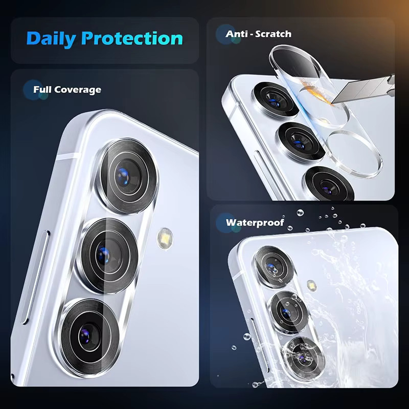 Anti-Fingerprint Kamera-Schutz aus gehärtetem Glas für Samsung Galaxy S26 S25 S24 FE Ultra Plus, transparent - Bild 3