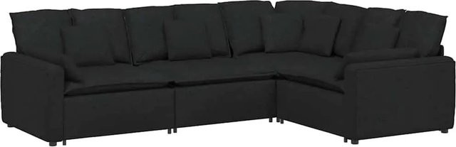 vidaXL Modulares L-Shape Sofa mit Kissen in Schwarz, Polsterung aus Stoff und Schaumstoff, Reversibel, Breite: 317 cm, Tiefe: 217 cm, Höhe: 64 cm - Bild 1