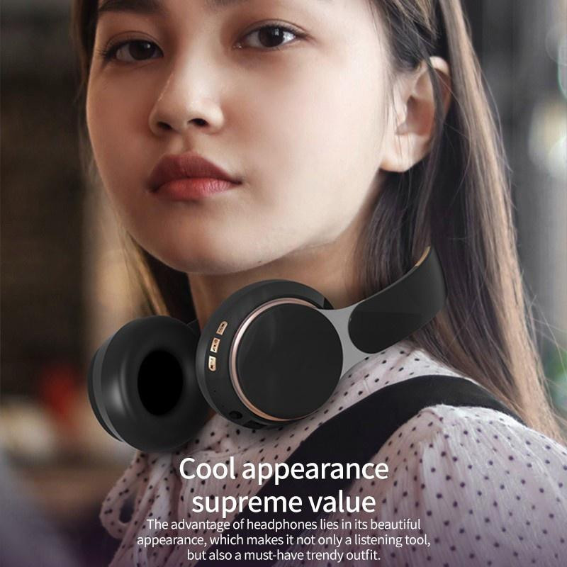 JQIQLY Kabelloser Bluetooth 5.0 Over-Ear Kopfhörer mit HD-Mikrofon und TF-Kartenslot in Schwarz - Bild 3
