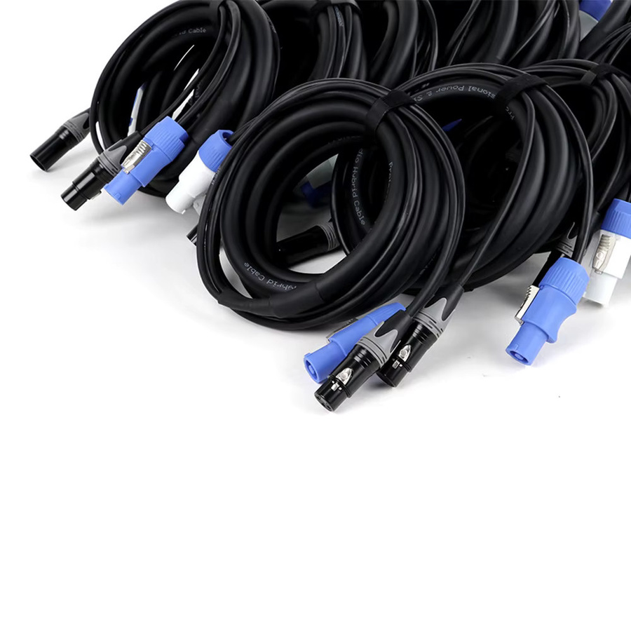 GuerGuo PowerCon- und DMX-Verlängerungskabel in Schwarz, 3-poliges Powercon-AC-Eingang zu XLR-Stecker auf Buchse Audio-Kombinationskabel für Bühnenbeleuchtung - Bild 2