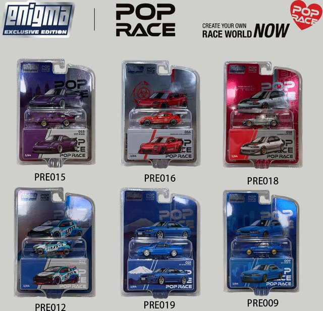 POP RACE JDM R32 R33 Yaris EG6 RX-8 RWB997 Druckguss-Modellauto-Kollektion, 1:64, Set / Bundle - Bild 1