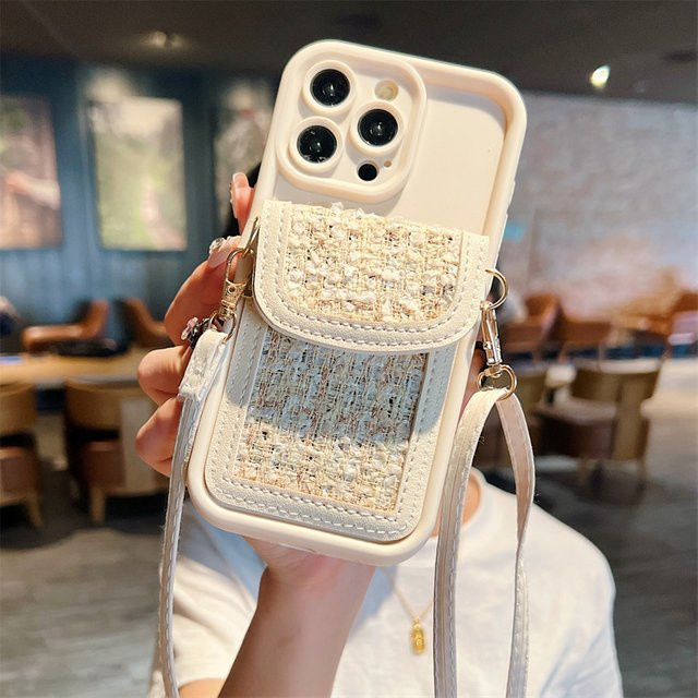 Xiaomi Umhängetasche mit Lanyard und Weave-Brieftasche als Handyhülle in Weiß für Mi 10 10i 10S 10T 11i 11 12 12S 12T 12X 13 Pro Lite - Bild 1