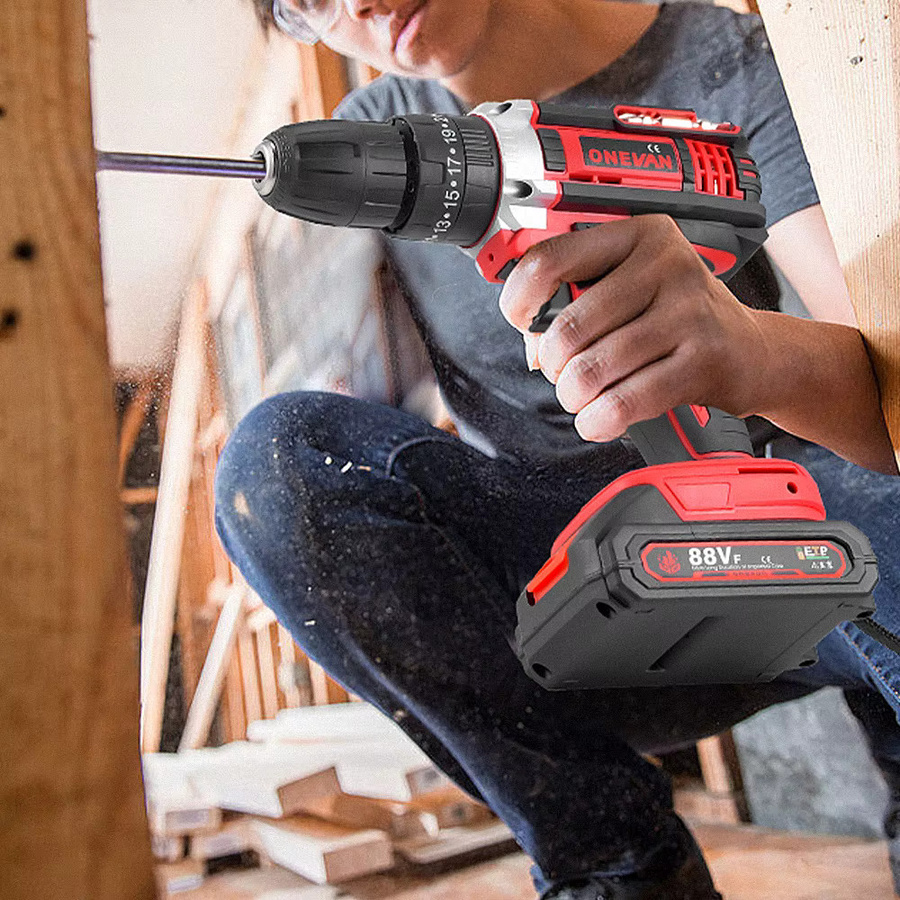 ONEVAN Akku-Bohrmaschine 500W mit 38N.M Drehmoment und Werkzeugset kompatibel mit Makita-Akku-Pin - Bild 6