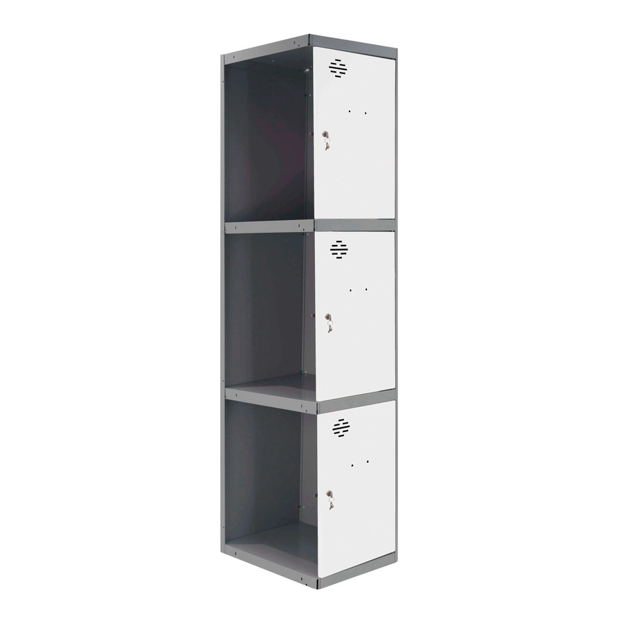 PROREGAL Spind AMEGO Anbaumodul mit 3 Abteilen, Schließfach Garderobe aus Metall, Anthrazit-Weiß, H x B x T: 180 x 30 x 50 cm - Bild 2