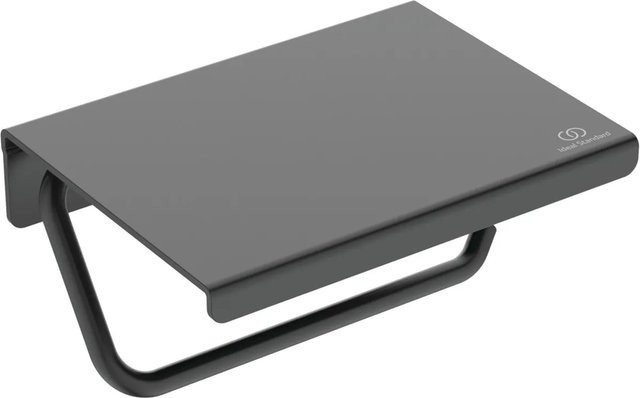 Ideal Standard Papierrollenhalter mit Ablage aus Aluminium, Schwarz Matt, Wandmontage, B/H/T: 15,0 x 9,5 x 11,4 cm - Bild 1