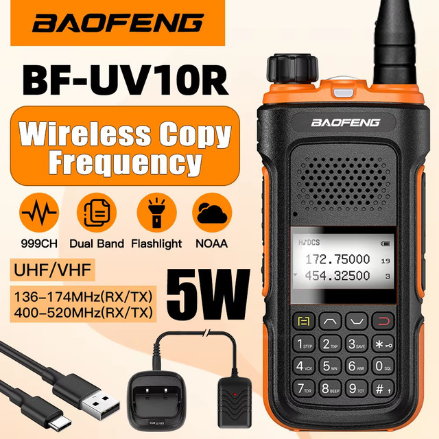 Baofeng UV-10R Dual-Band Walkie-Talkie in Schwarz mit Eintasten-Frequenzwahl für Outdoor und Teams - Bild 1