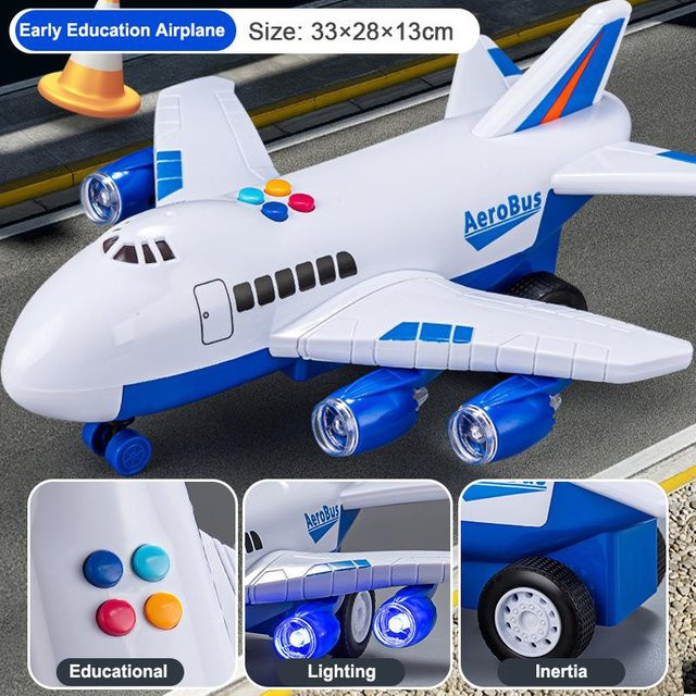 Linyi toy car Trägheits-Passagierflugzeug Spielzeug, Musik-Lichteffekt, blau, ab 0 Jahre - Bild 1