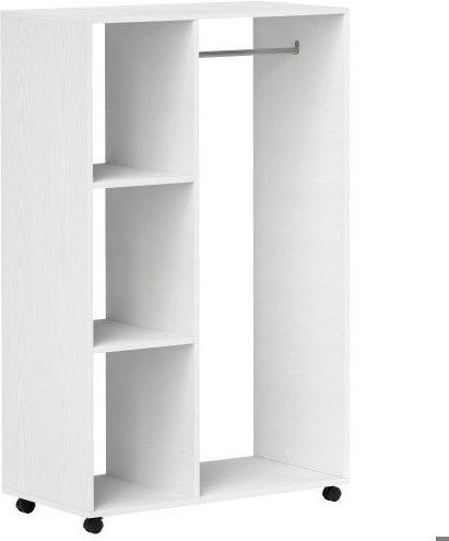 MUVOE Kleiderschrank mit Kleiderstange und Regalen in Weiß, B/T/H: 80 x 40 x 128 cm - Bild 1