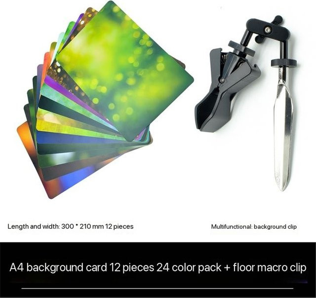 Zacuto Makrofotografie Hintergrundkarten Set, 12 Stück doppelseitig mit 24 Farben, A4/A5 Größe, Multicolour - Bild 1