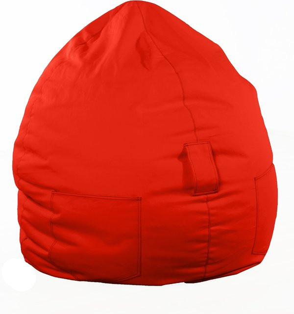 Sitzsack Billy von Kinzler aus Jeansstoff in Rot, Durchmesser: 75 cm, Höhe: 95 cm - Bild 1