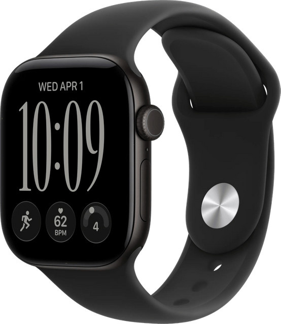 Apple Watch Series 12 GPS + Cellular, 42 mm, Schwarz, Aluminium Case mit schwarzem Sportarmband S/M - Bild 1
