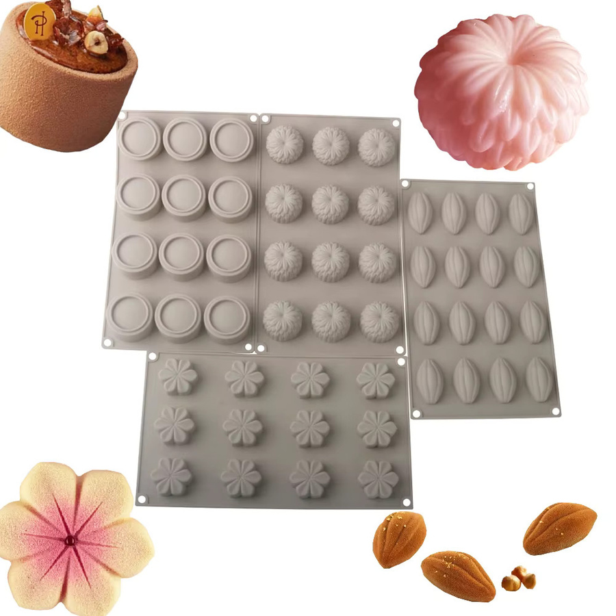 Silikon Kuchenform mit Chrysantheme und Kirschblüte Design für Kakao Bohnen Pudding und Schokolade von SHENHONG in Grau - Bild 2