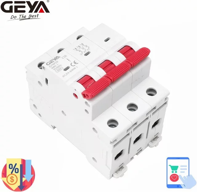GEYA 3-poliger MCB Leitungsschutzschalter für DIN-Schiene, 6A-63A, 220V-400V, Farbe: Weiß - Bild 1