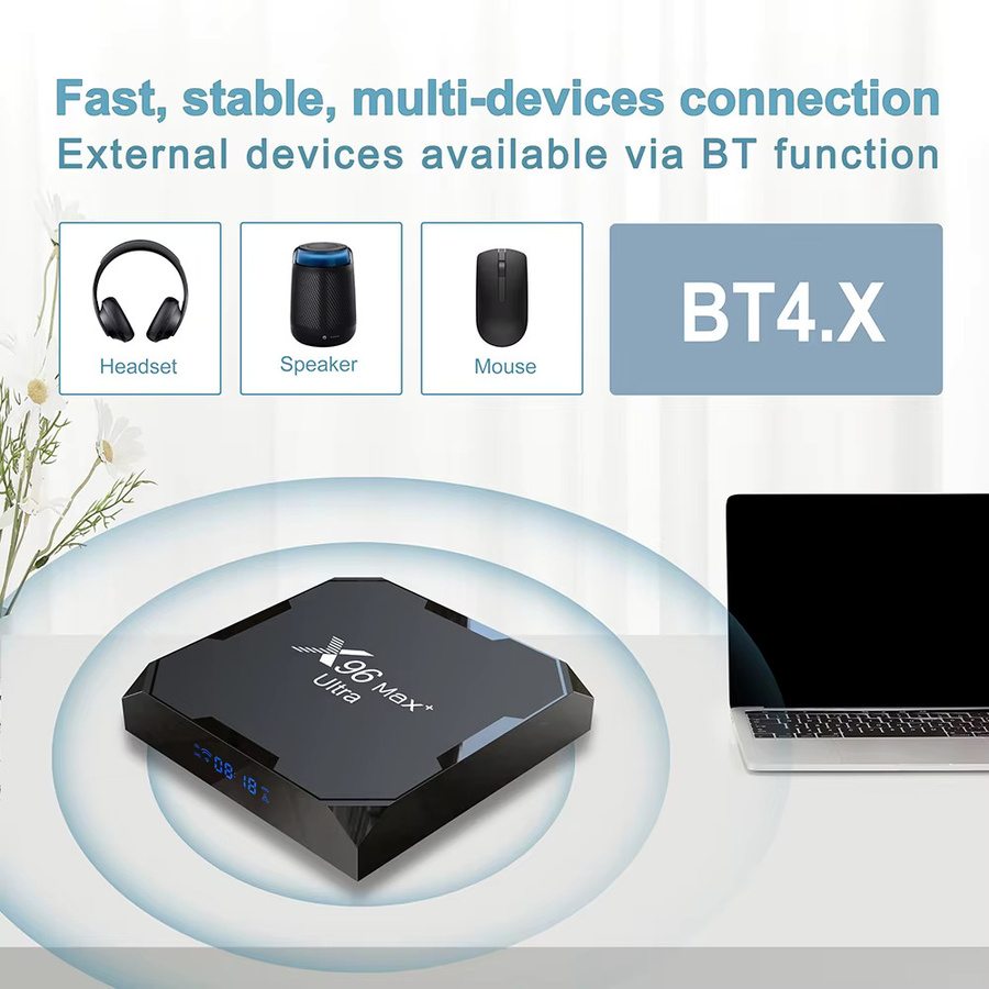 VONTAR X96Max Plus Ultra TV-Box Android 11 mit Amlogic S905X4, 4GB RAM, 32GB ROM, 8K Unterstützung, WLAN und Bluetooth, Media Streamer in Schwarz - Bild 5