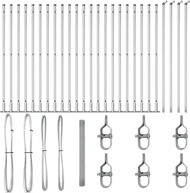 vidaXL Zaunpfosten aus Stahl in Silber mit Maschengröße 19 x 19 mm, Höhe: 140 cm, Breite: 50 cm - Bild 1