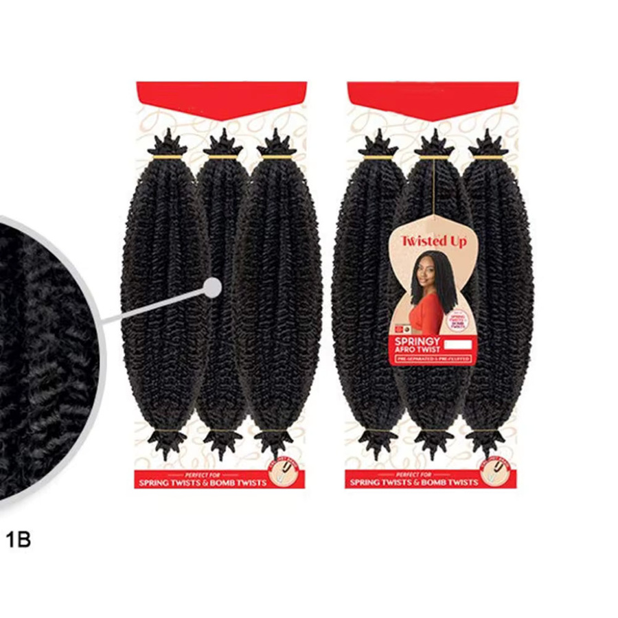 SHES BEAUTY 3X Springy Afro Twist Synthetisches Flechthaar, 16/24 Zoll, Damen - Bild 3