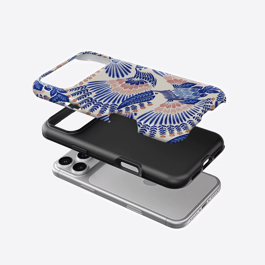 Aurea Case Matte Bumper Schutzhülle mit MagSafe Kompatibilität für iPhone 17 16 15 14 13 Pro Max Blue Bird Floral-s in Blau/Mehrfarbig - Bild 2