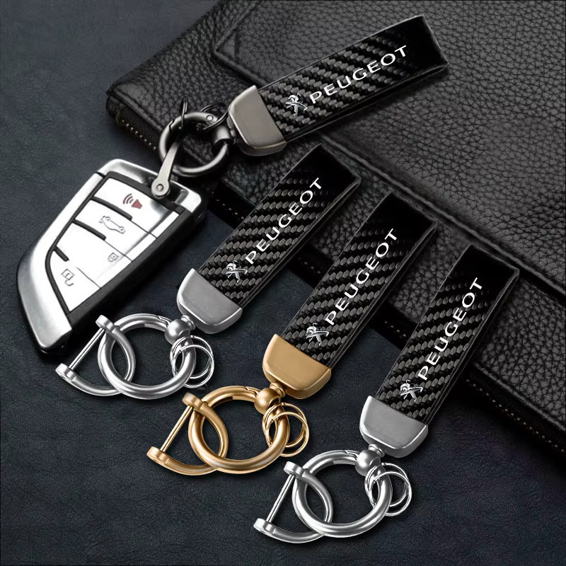 Schlüsselanhänger Peugeot, Kohlefaser-Stil, Mikrofaser-Leder, Unisex - Bild 3
