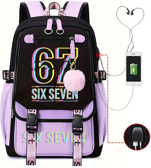 3-teiliges Schulrucksack-Set für Schüler aus Oxford-Stoff in Multicolour mit Schultasche und Federmäppchen - Bild 1