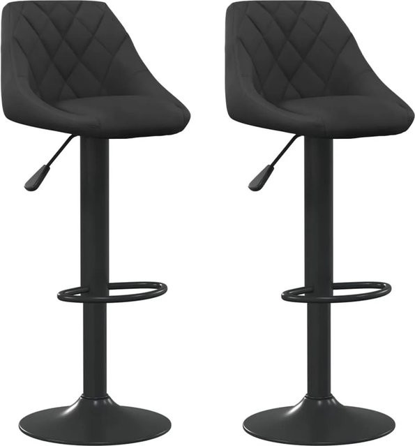 DELUKE Barhocker DUKE 2er Set, höhenverstellbare Barstühle aus schwarzem Samt, drehbar mit Stahlgestell - Bild 1