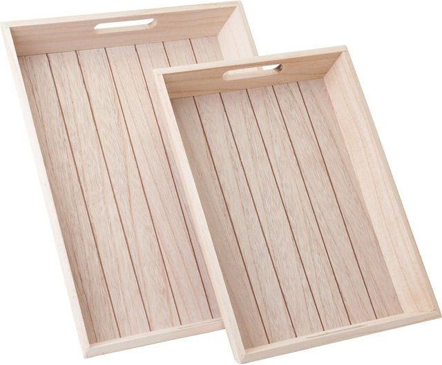 VBS Tablett Casa 2er-Set aus Holz in Beige - Bild 1