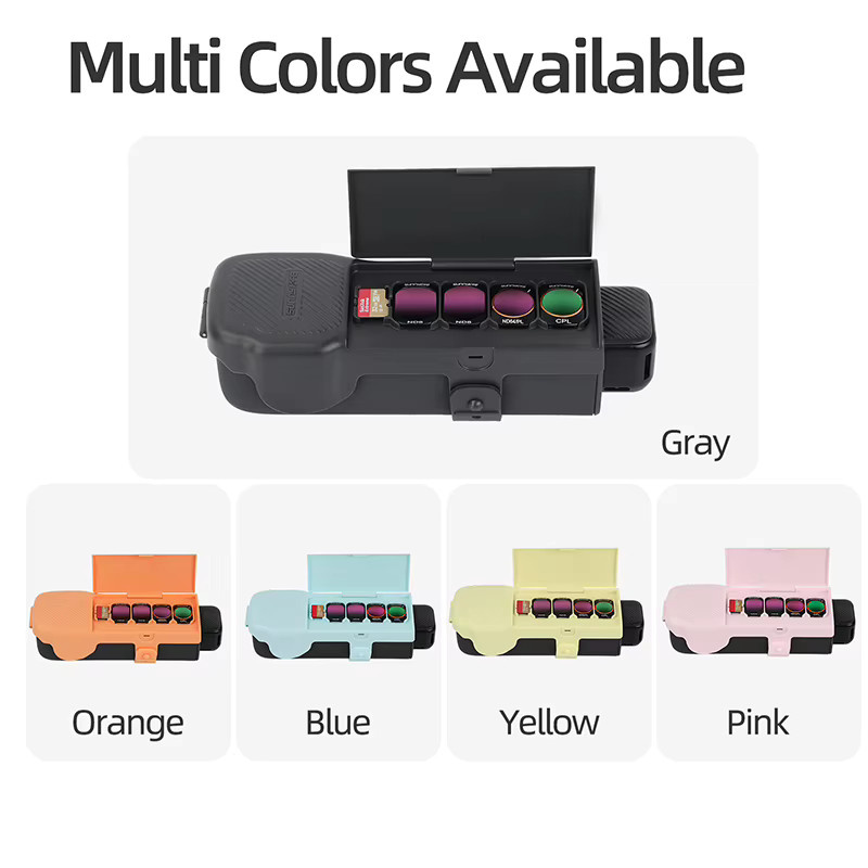 DJI Osmo Pocket 3 Zubehör Set mit Objektiv-Displayschutz, bunter Schutzhülle, Filter und Aufbewahrungsbox in Grau und Multicolour - Bild 3