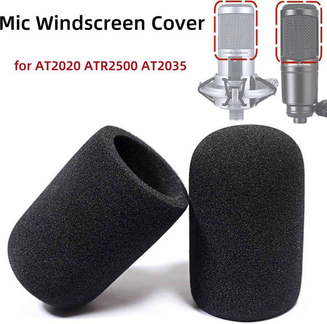 2er-Set Mikrofon-Windschutzscheibe aus Schaumstoff in Schwarz für Audio Technica AT2020, ATR2500 und AT2035 - Bild 1
