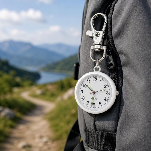 JBAILI Schlüsselanhängeruhr, Quarz, Edelstahl, Silber, Unisex - Bild 1