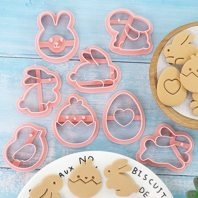 8 Stück Mini-Oster-Ausstechformen in Pink für Kekse und Osterdekorationen - Bild 1