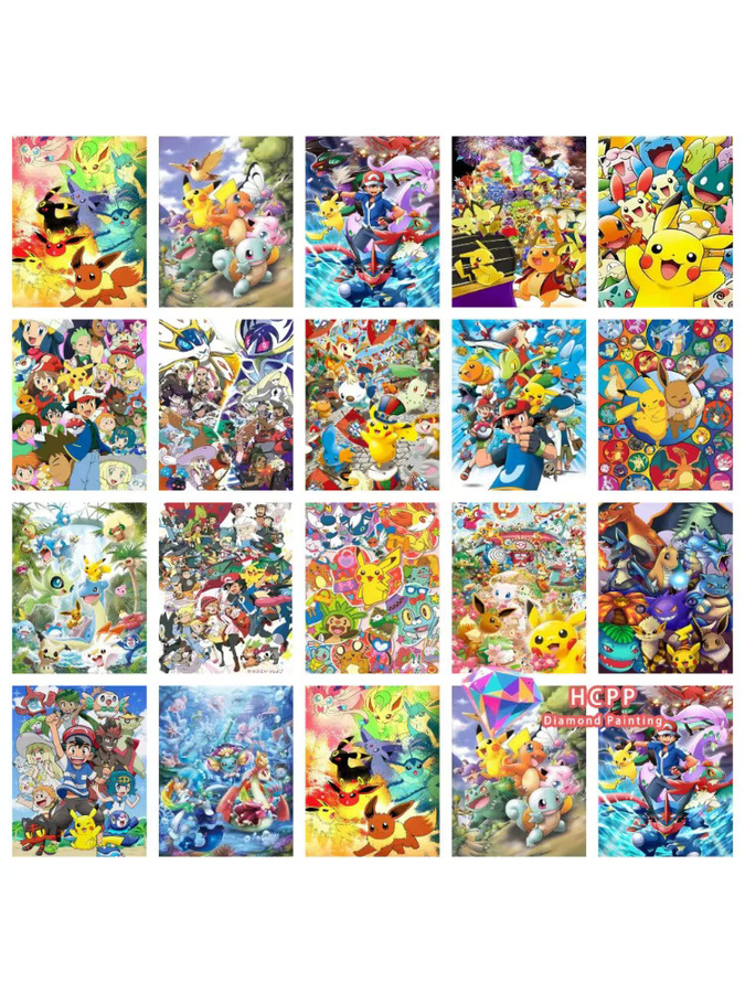 Potdemiel Pikachu Diamantmalerei Set 5D DIY Mosaik mit runden Steinen in Multicolour - Bild 2