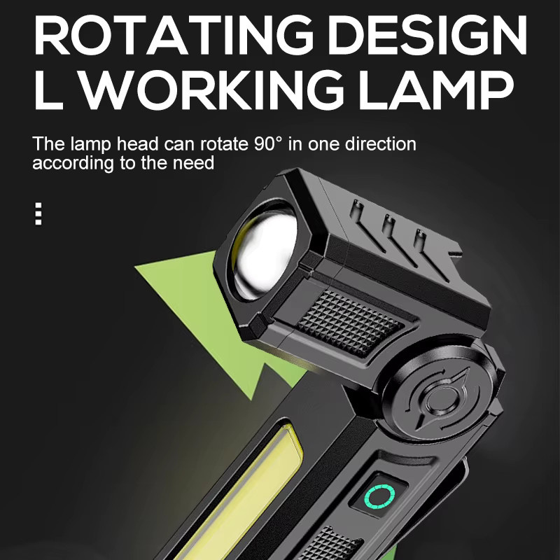 Heinast Tragbare LED-Arbeitsleuchte mit COB- und LED-Licht, Magnetische und Wiederaufladbare Taschenlampe in Schwarz - Bild 4