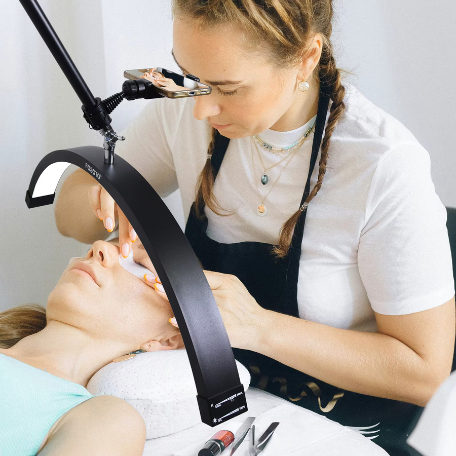Fusitu Verstellbare Wandmontierte Halbmondleuchte mit Touch-Funktion für Friseursalon, Make-up und Fotografie in Schwarz oder Weiß - Bild 4