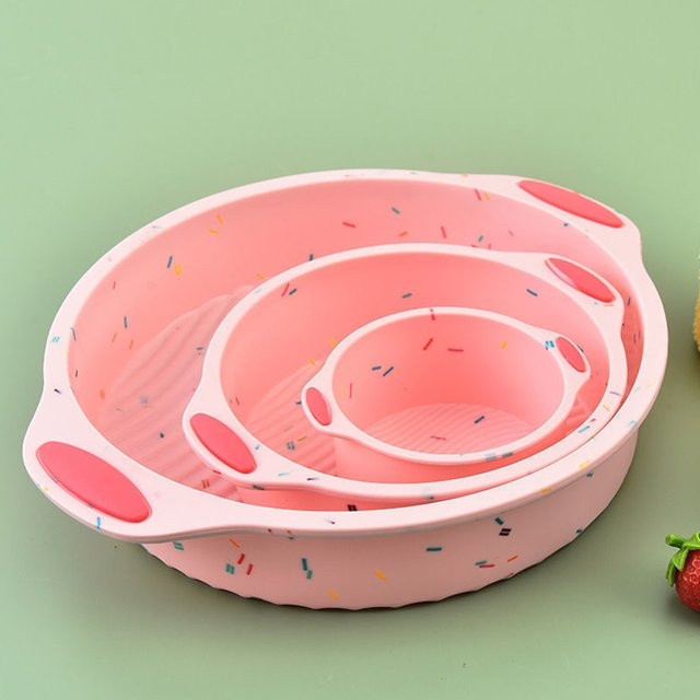 6er Set runde Silikon-Backformen für Kuchen in Pink - Bild 1