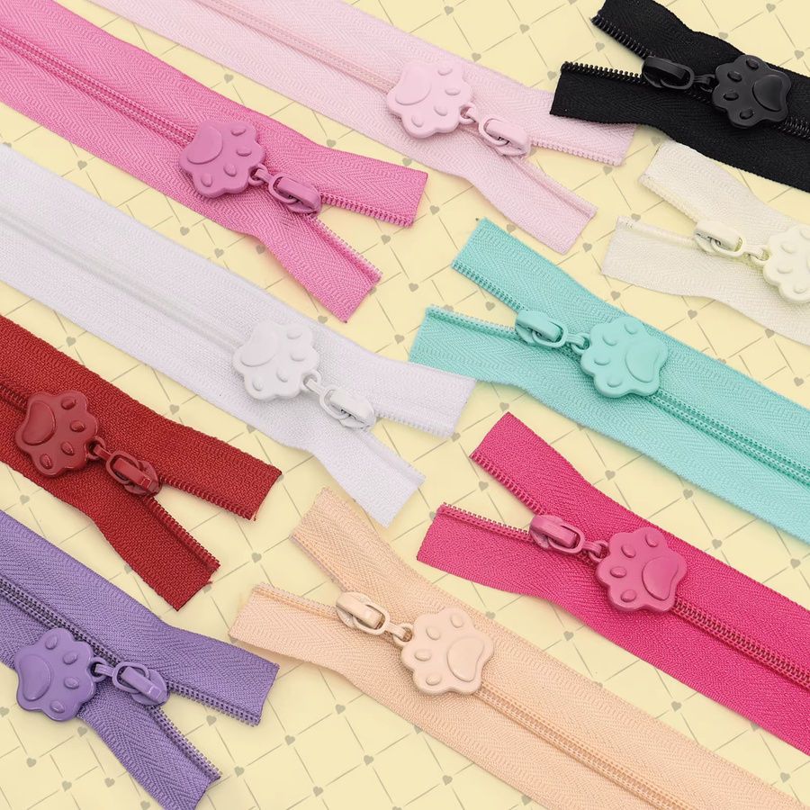Changsons Set aus 3 Nylon-Reißverschlüssen mit 10 bunten Reißverschlussziehern in Katzenpfotenform, 4,57 m Länge, Multicolor - Bild 2