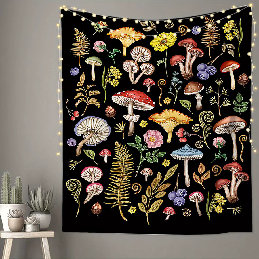 VIKAMA Fantasy Forest Wandteppich mit floralem Pilz- und Blumenmotiv, Mehrfarbig, Breite: 60 cm, Höhe: 40 cm - Bild 3