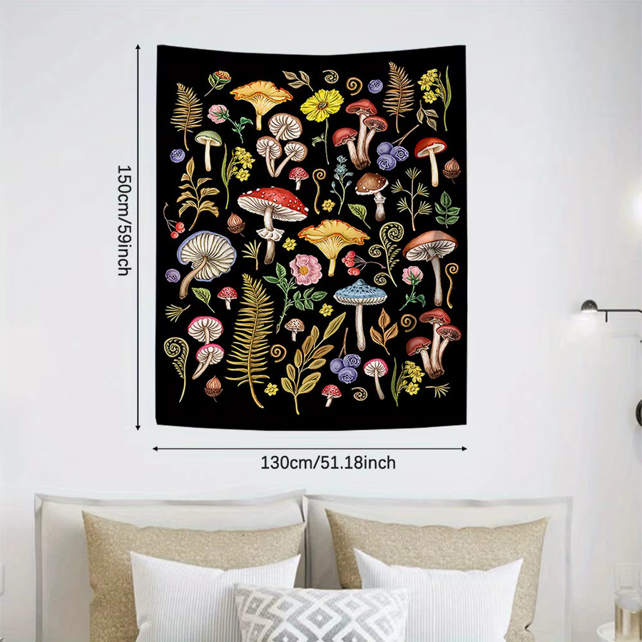 VIKAMA Fantasy Forest Wandteppich mit floralem Pilz- und Blumenmotiv, Mehrfarbig, Breite: 60 cm, Höhe: 40 cm - Bild 4
