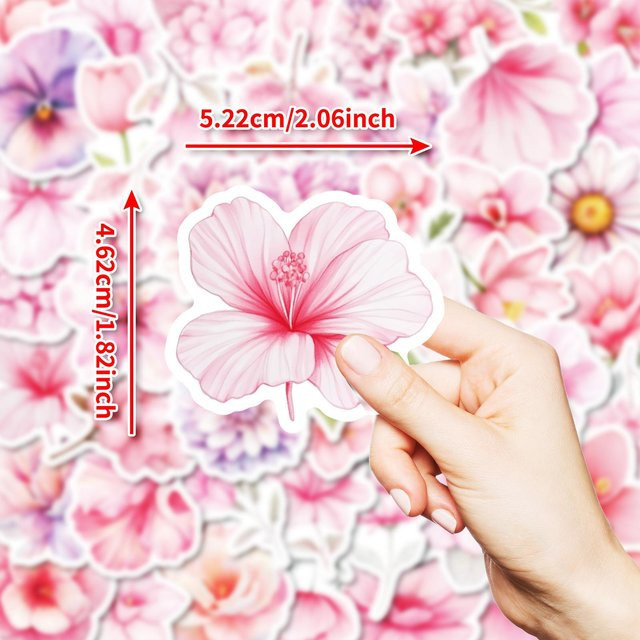 50 Rosa Blumen Graffiti Aufkleber für Notizbücher und Handbücher - Bild 1