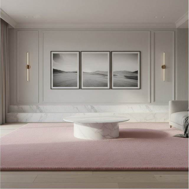 Waschbarer Kurzflorteppich NECKAR von Kadima Design, einfarbig, Rosa, B/T: 200 x 290 cm - Bild 1