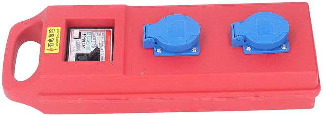 Wasserdichter Baustromverteiler mit 2 Steckdosen in Rot, tragbarer Stromverteilerkasten für 200-250V - Bild 1