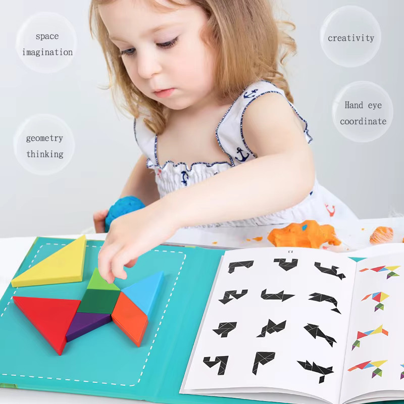 Datgo Magnetisches Tangram Puzzle Buch, Holz, Pädagogisches Spielzeug - Bild 4