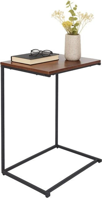 Relaxdays Beistelltisch in C-Form im Industrial-Design aus Eisen und MDF, Schwarz, B: 60 cm, T: 55 cm, H: 35 cm - Bild 1