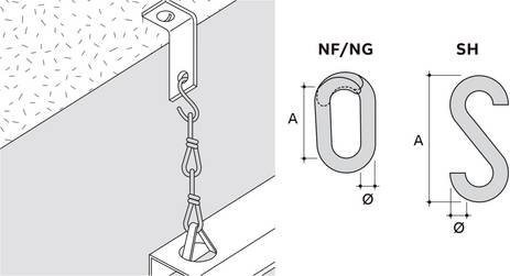 ABB NF-4 E-Klips S-Glied für Kette Lochband 20mm aus Federstahl, 100 Stück, Durchmesser: 4 mm, Länge: 20 mm - Bild 1