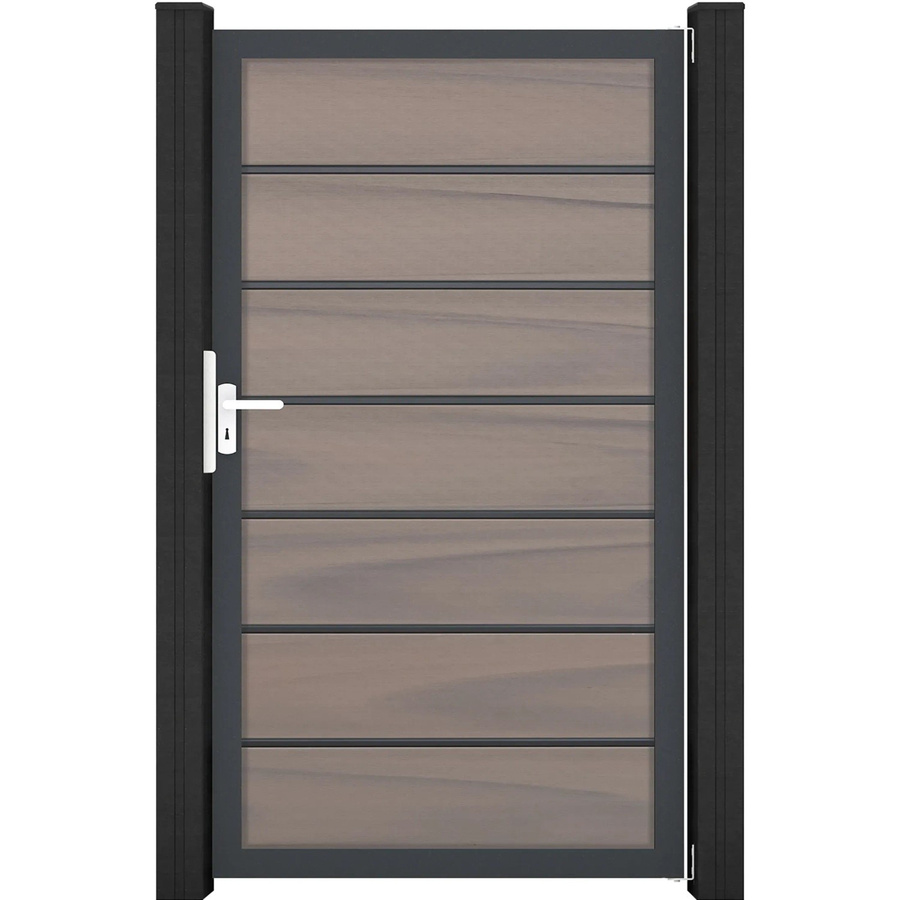 GroJa Tor Solid Grande Premium Aluminium-Einzeltor Bi-Color Braun B: 150 cm, H: 180 cm - Bild 2