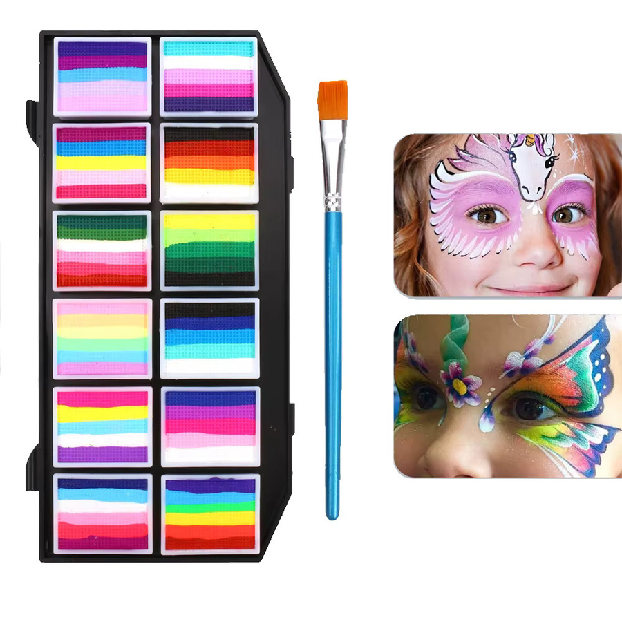 VERONNI Regenbogen-Palette, Gesichts- und Körperbemalung, 12 Farben, Bunt / Mehrfarbig - Bild 2