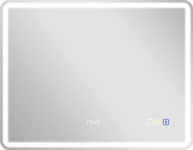 HOMCOM Badezimmerspiegel aus gehärtetem Glas mit LED-Beleuchtung und Touch-Schalter, Silber, H x B x T: 90 x 70 x 3,5 cm - Bild 1