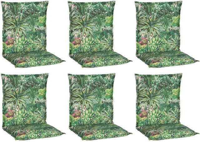 Beo Sitzauflage Niedriglehner Tegernsee 6er-Set mit Kaktuslandschaft-Design in Grün-bunt - Bild 1