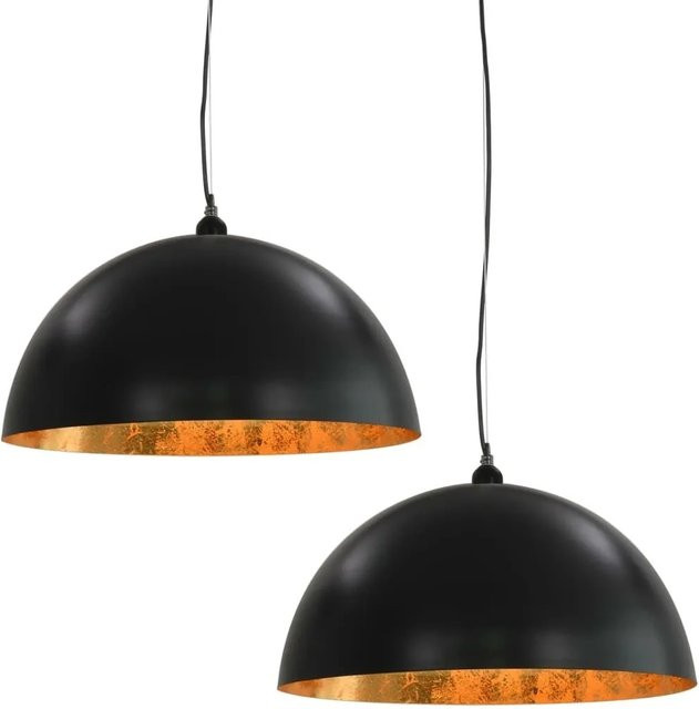 vidaXL Deckenleuchten Set 2 Stück, halbkugelförmig, Schwarz und Gold, E27, Durchmesser: 50 cm - Bild 1