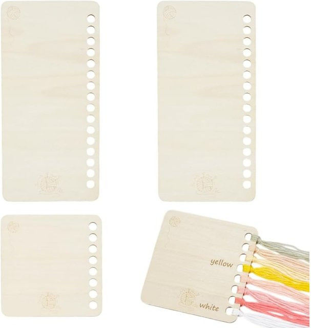 4er-Set Holz-Faden-Organizer in Beige für Handarbeiten und Garn zur Ordnung von Wolle und Fäden - Bild 1